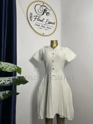 Elegant Ribbed Collared Flare Dress