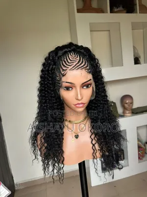 Frontal Braided Wig With Human Hair Curls