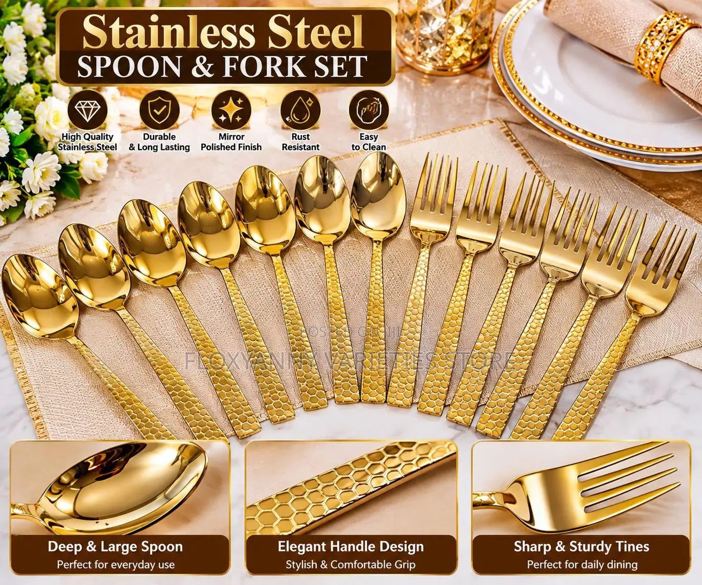 12pcs Quality Spoon & Fork Eating Cutlery