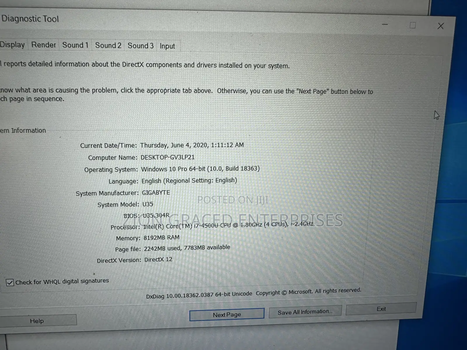 Laptop Gigabyte A7 8GB Intel Core i7 HDD 500GB