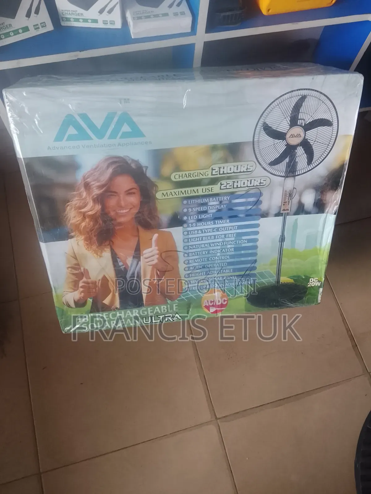 Ava Rechargeable Solar Fan