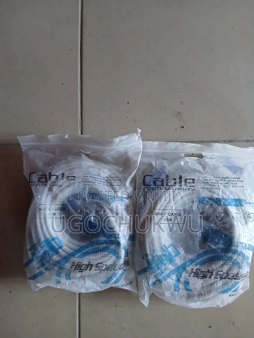 15m High Powered VGA(Video Graphics Array) Cable. Color- White.