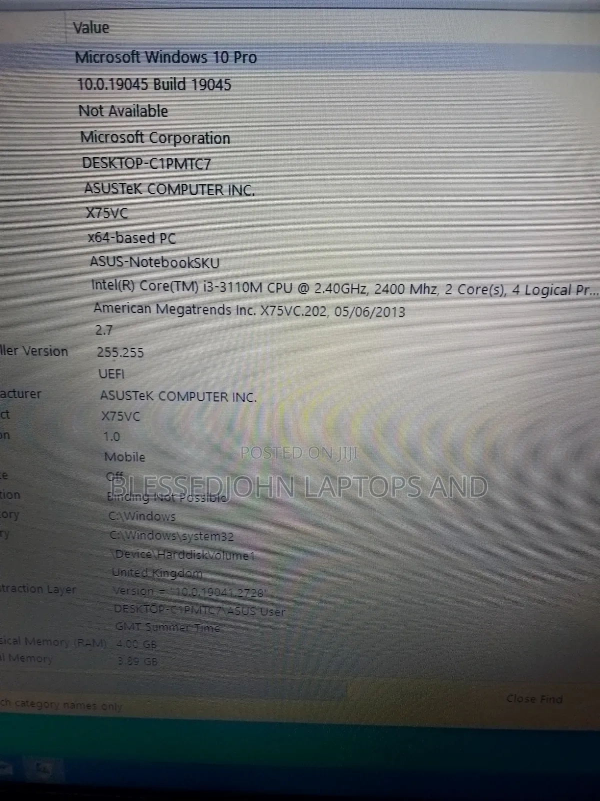 Laptop Asus X75A 8GB Intel Core i3 HDD 500GB