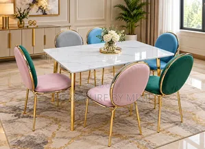 Luxury 6-Seater Marble Dining Table Set - Brand New