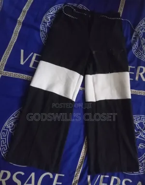 Men's Clean Black Track Trousers With White Knee Panel