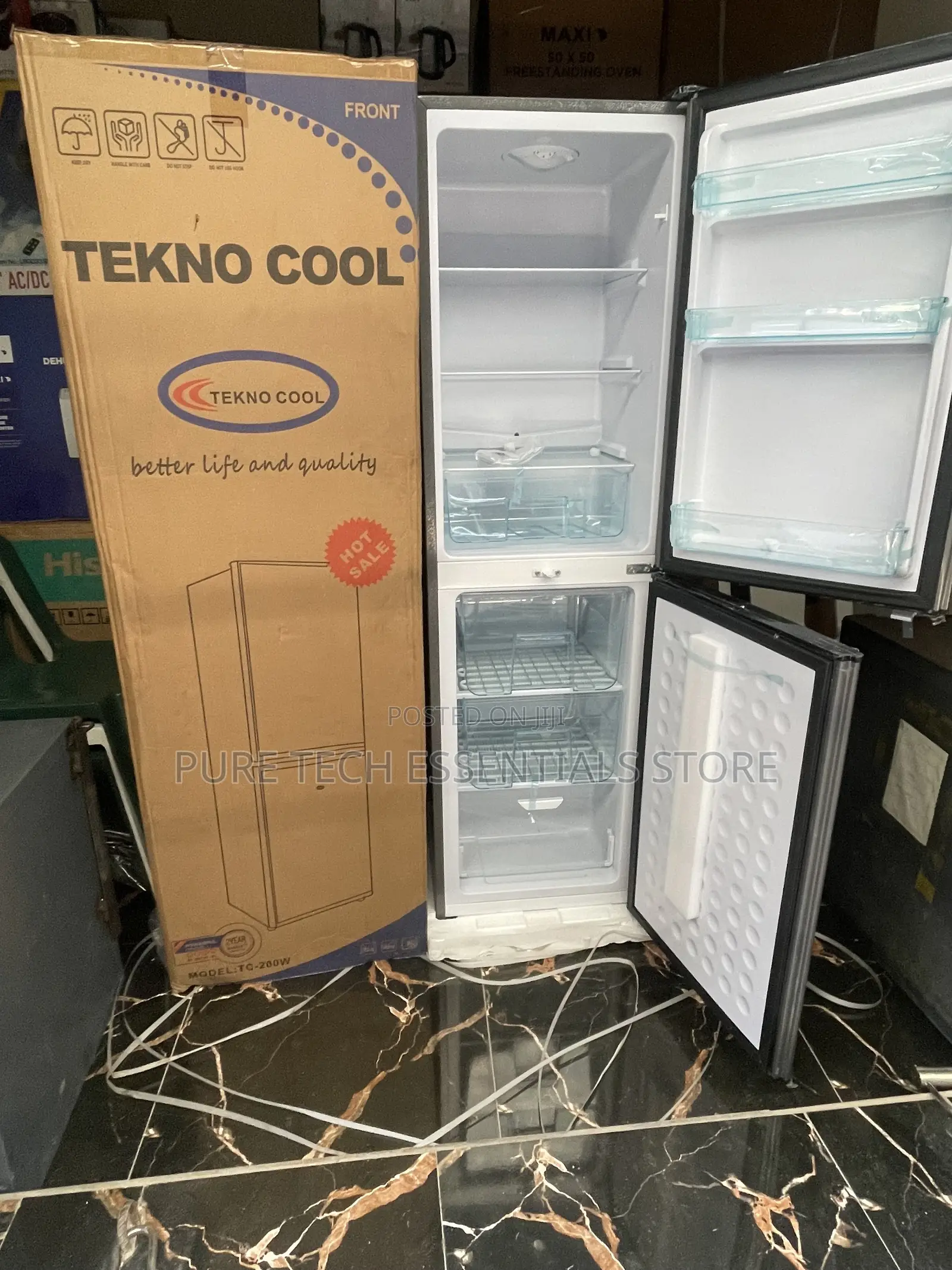 Teknocool Double Door Refrigerator Bottom Freezer