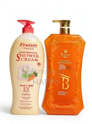 Fruiser Goat Milk + Bismid Carrot Oil Shower Cream Combo-Skin Glowing