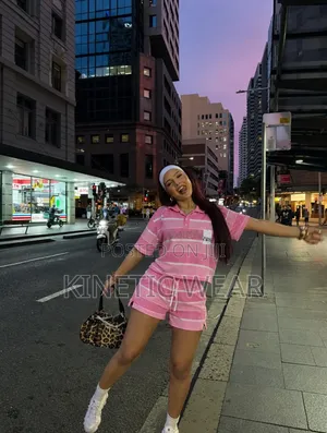 Pink Striped Two-Piece Set