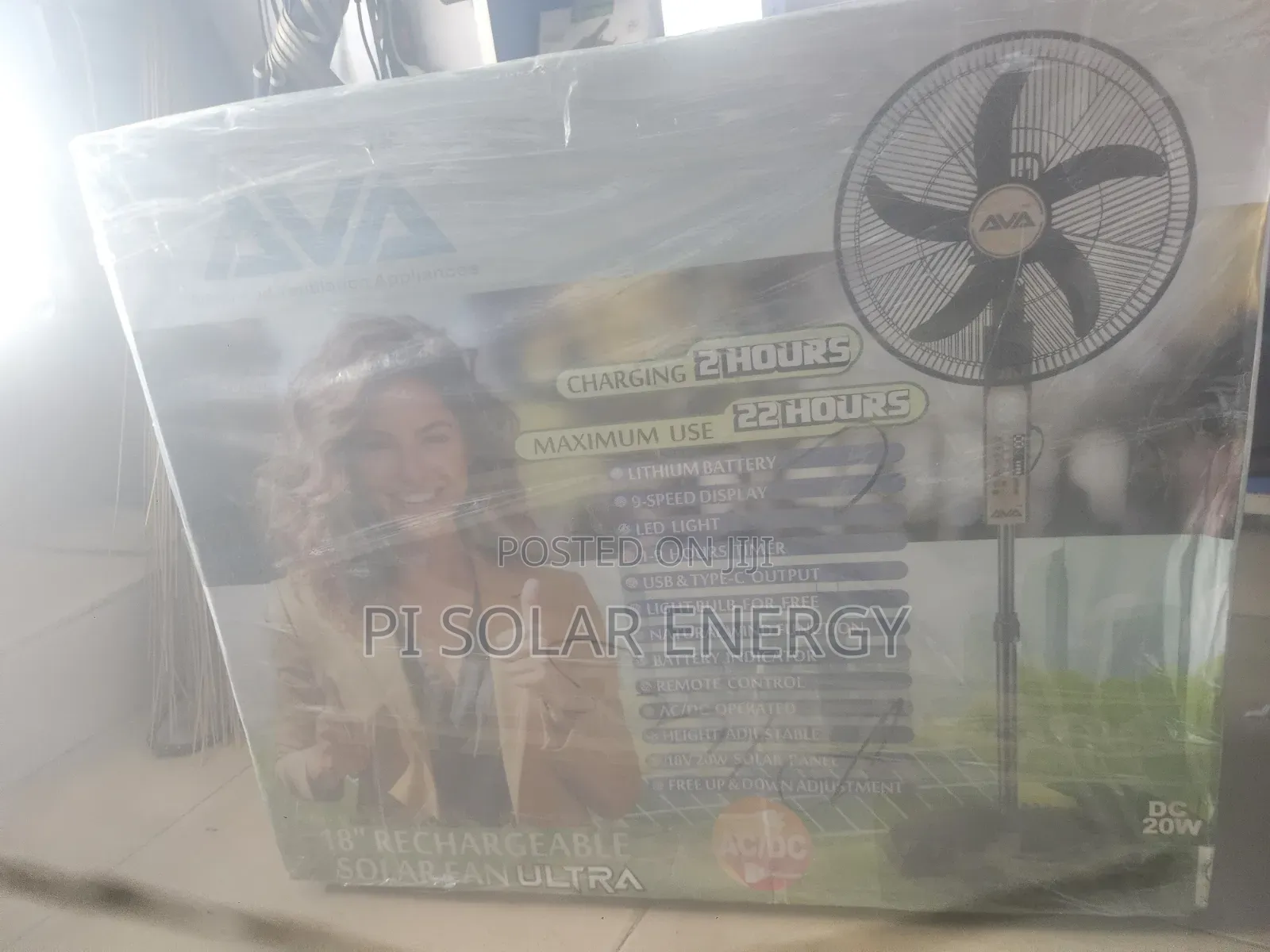 Solar Rechargeable Standing Fan