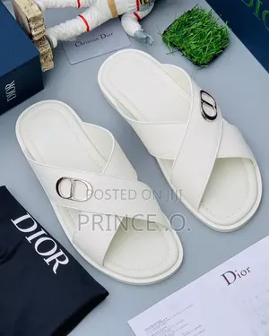 Plain White Dior Slippers