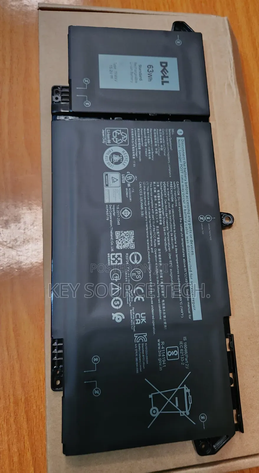 Dell Latitude 5320 7320 7420 7520 Laptop Battery 7fmxv 63wh (ORIGINAL)
