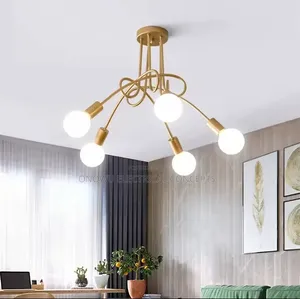 Nordic Branch Glass Ball Led Chandeliers Dimmable for Living Room