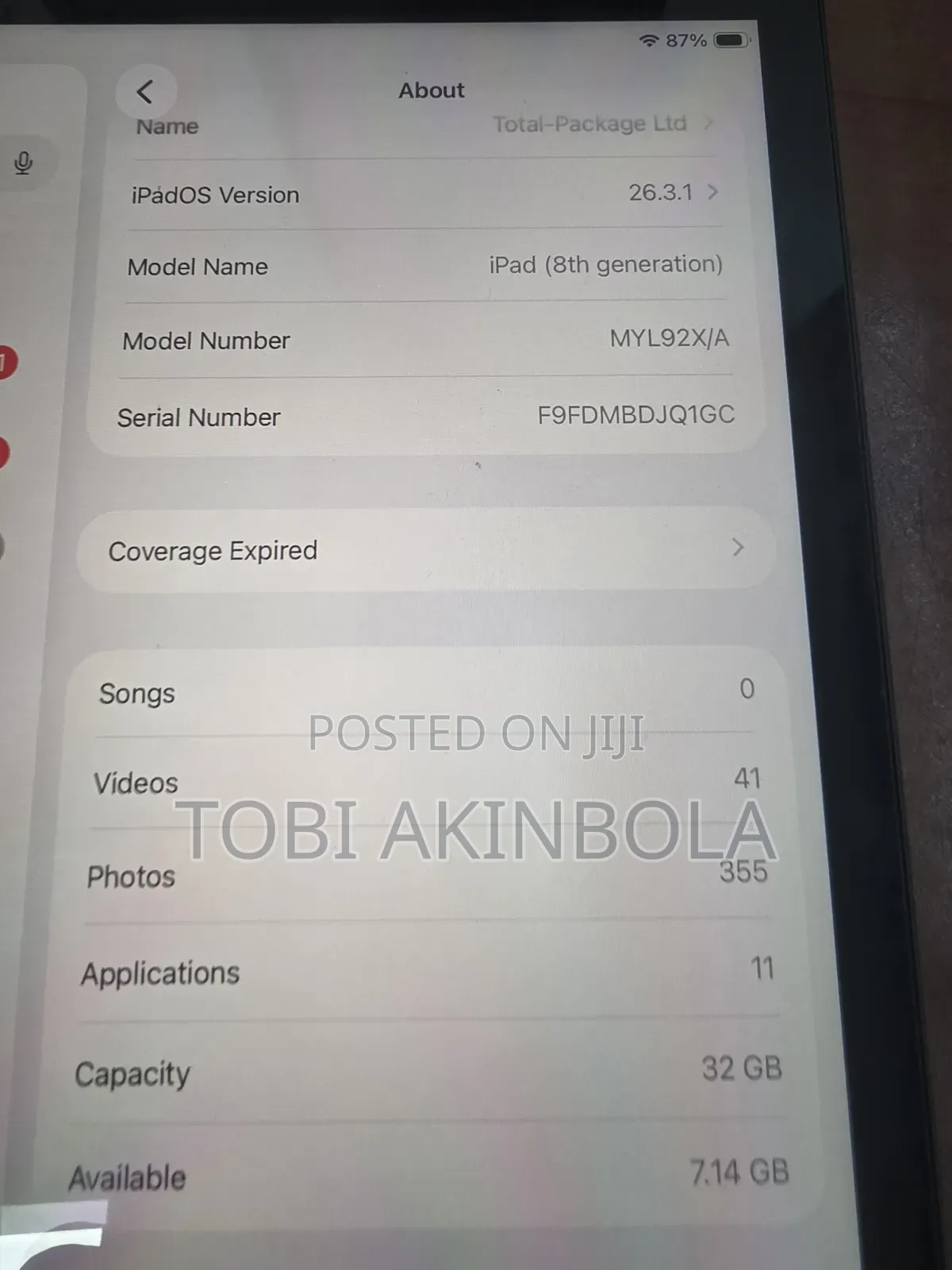 Apple iPad 10.2 (2020) Wi-Fi 32 GB Gray