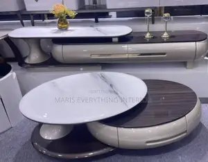 Luxury Oval Set 2in1 Center Table With TV Stand(Free Delivery&intall)