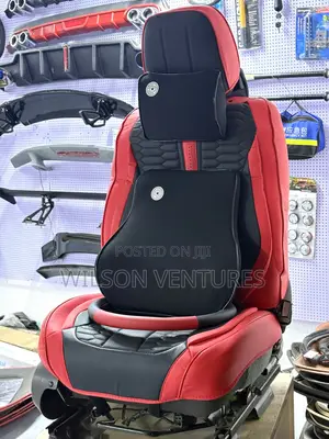 Red and Black Seat Cover With Tissue Box