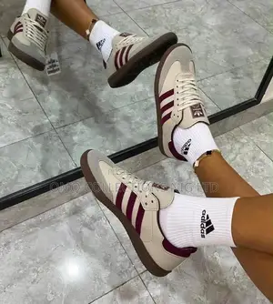 Adidas Women’s Cream & Burgundy Suede Sneakers – Fully Boxed