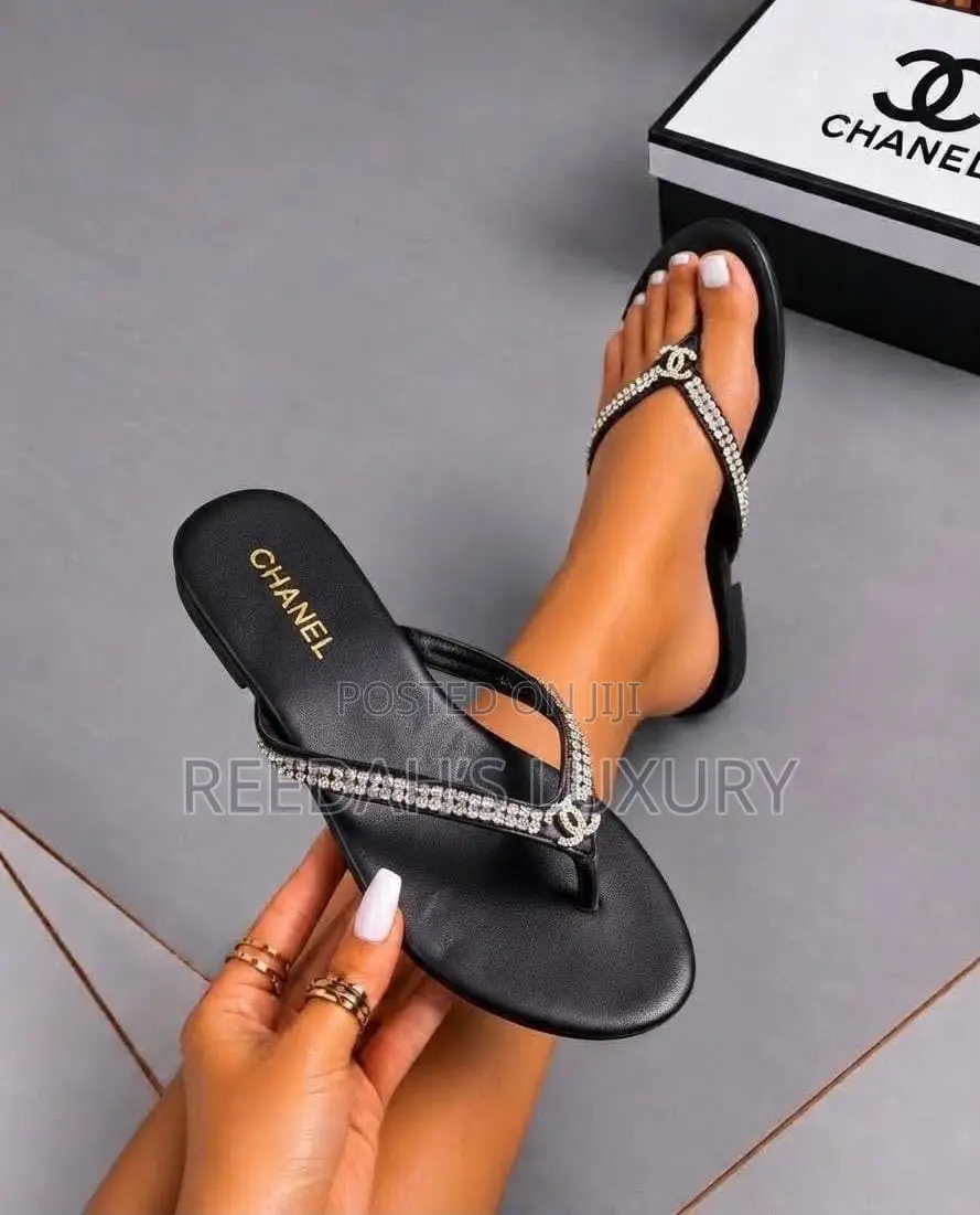 Channel Rhinestone Slippers
