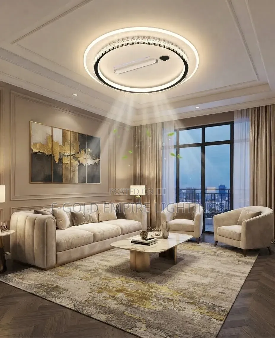 New Modern LED Crystal Ceiling Light With Air Flow - Bedroom/Living