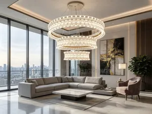 Luxury 3-Tier Crystal Ring Chandelier / Pendant Light