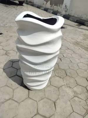 Modern White Wave Fiberglass Planter Pot for Luxury Homes