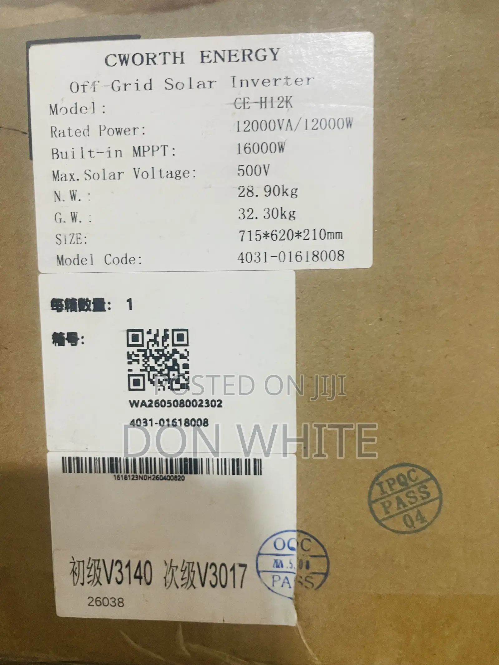 Cworth Hybrid Inverter 12kva 48v