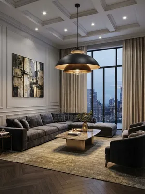 Brand New Luxury Multi-Tier Matte Black & Gold Pendant Chandelier