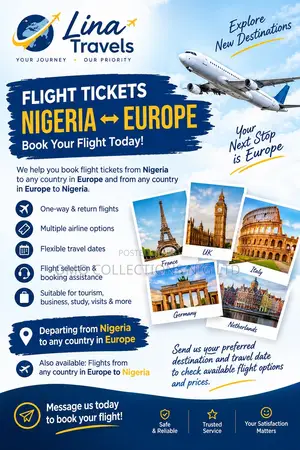 Flight Tickets From Nigeria to Europe& Europe to Nigeria in 5 Minutes