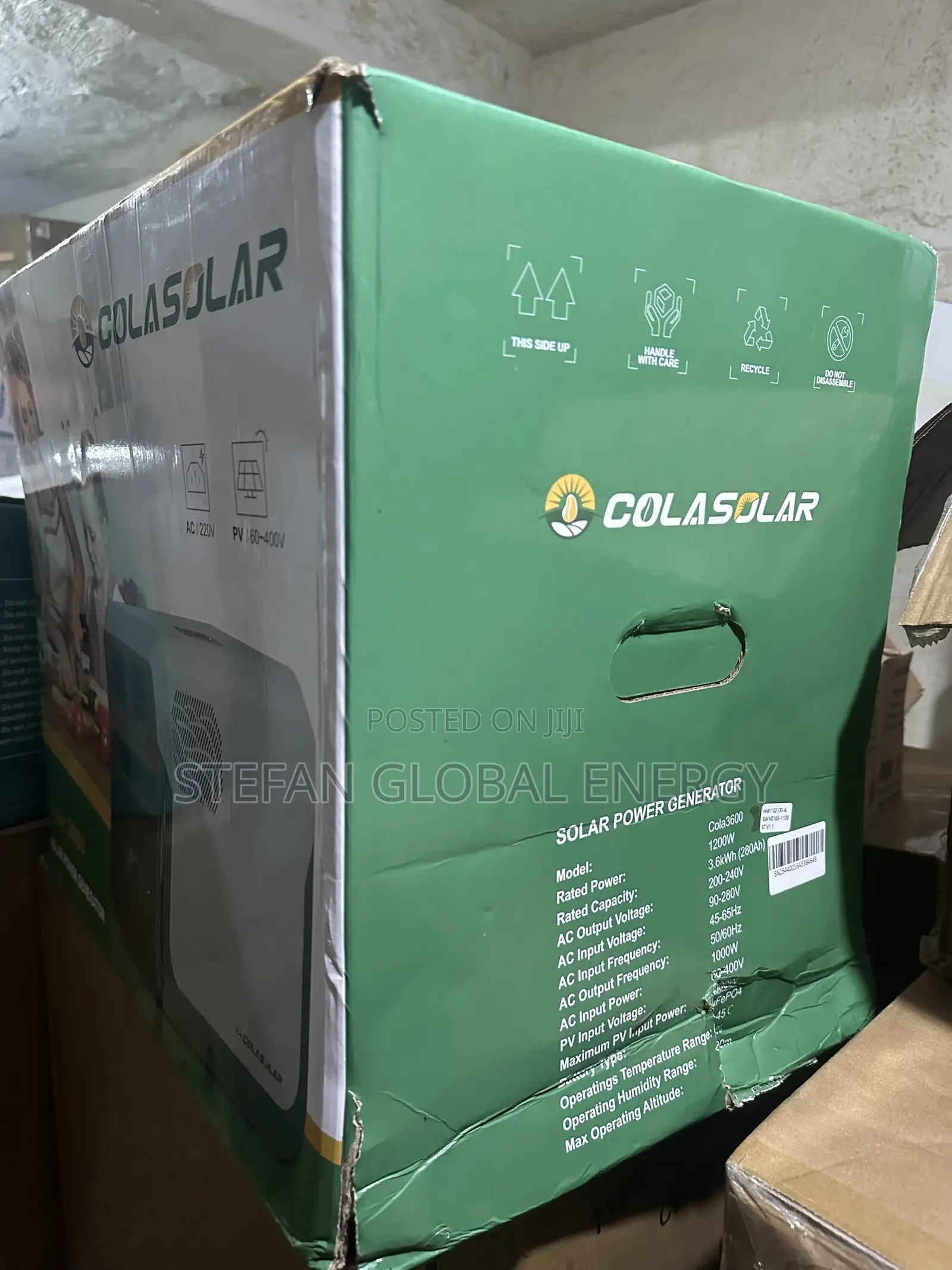 Cola 3.6kwh With 1200w Output Colasolar Generator