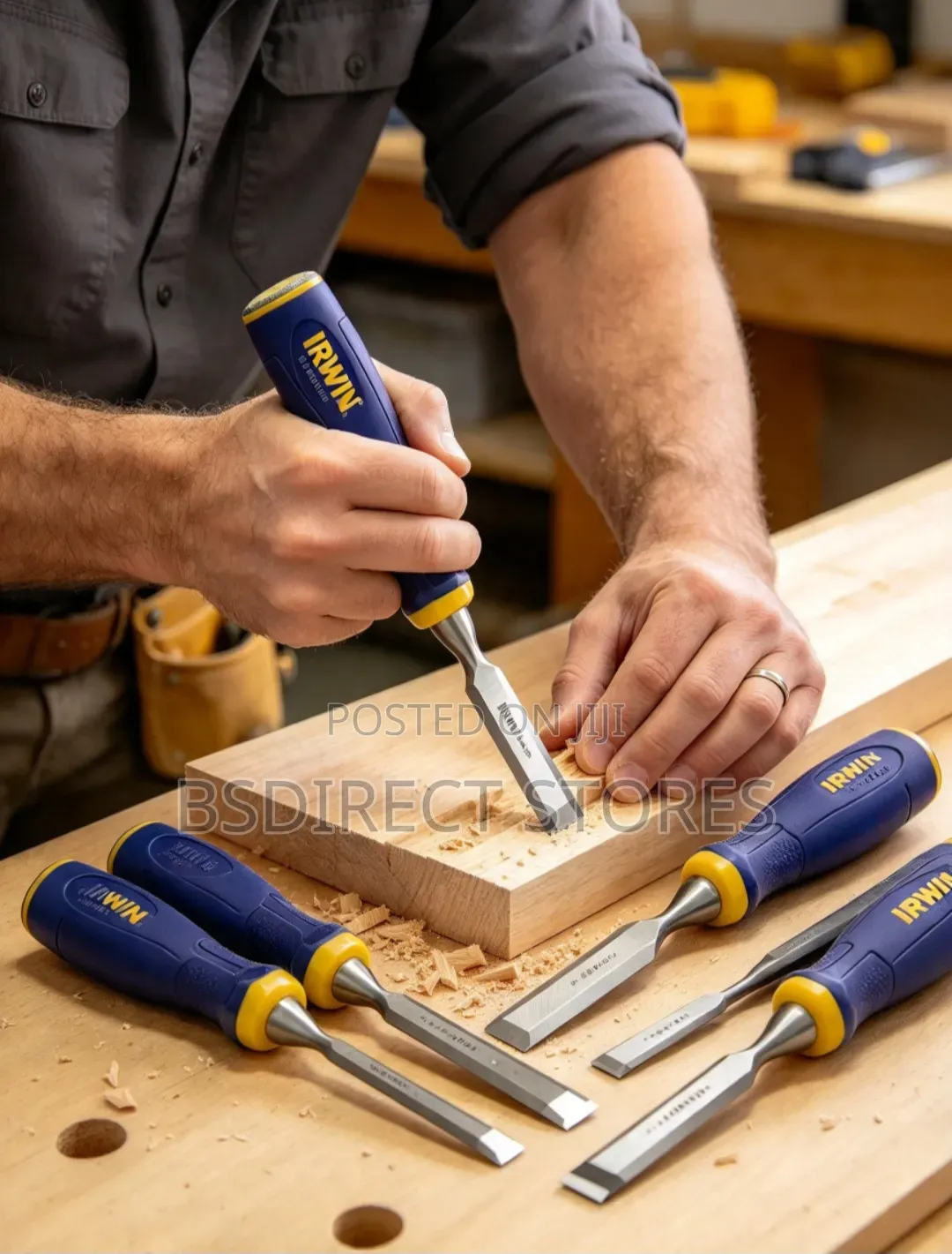 IRWIN M500 Bevel Edge All-Purpose Chisel - Striking Cap Set
