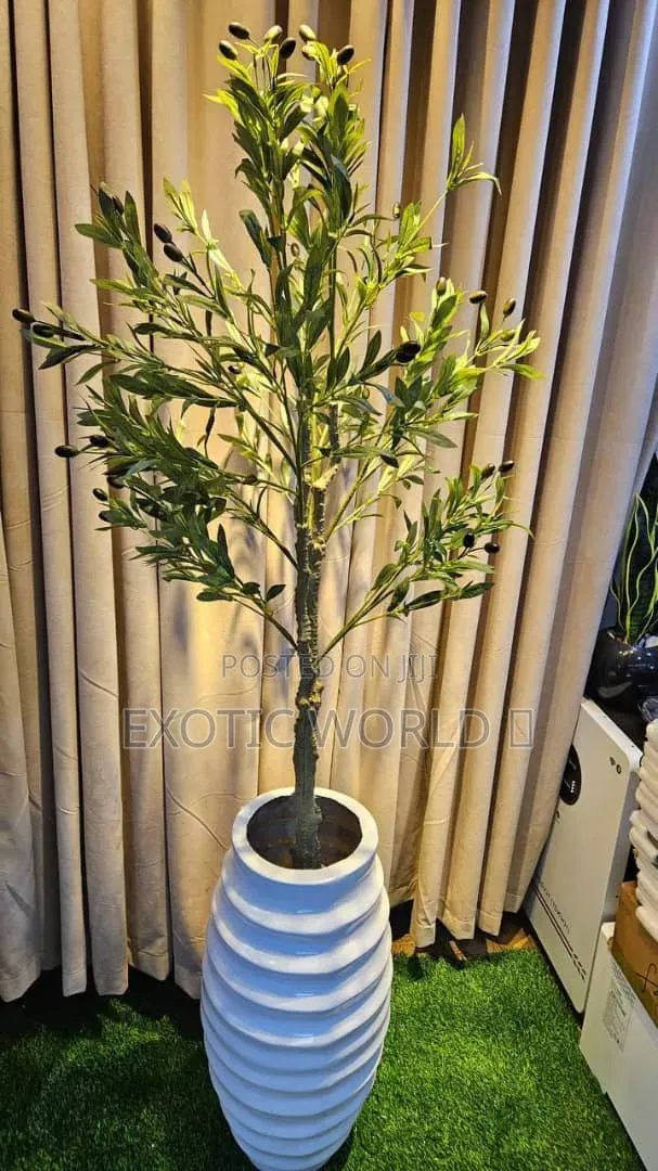 Artificial Peach Flower Plant in White Geometric Vase