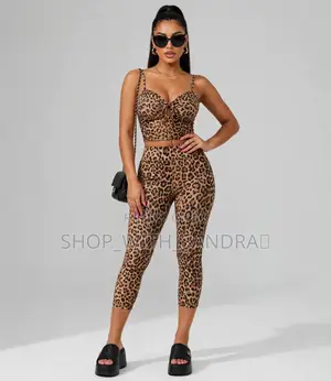 Leopard Print 2-Piece Cami + Capri Leggings Set