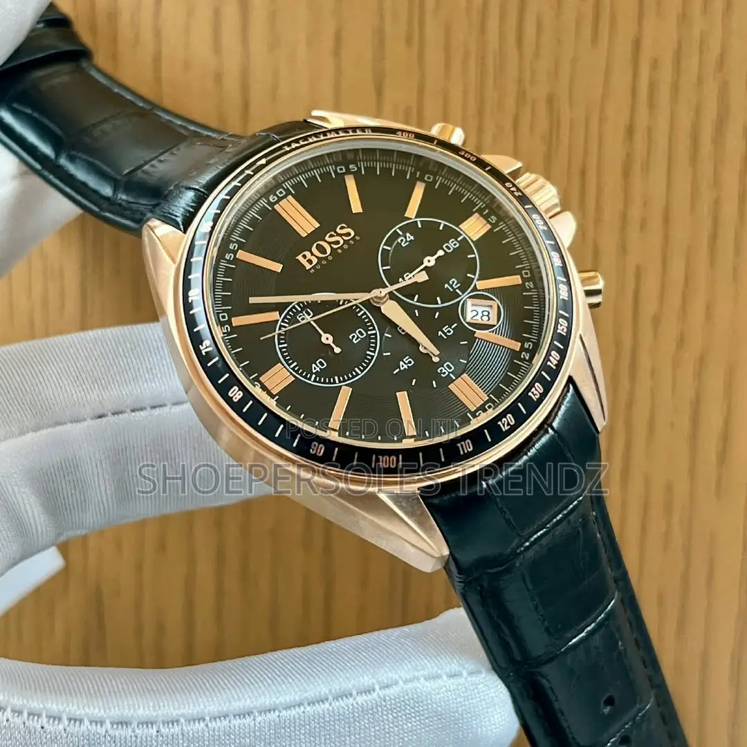 BOSS Leather Strap Watch | Day Indicator & Refined Style