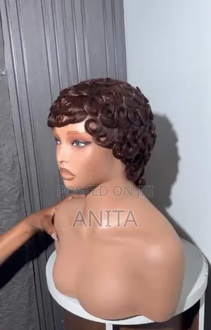 Human Hair Pixie Curl Wig Cap