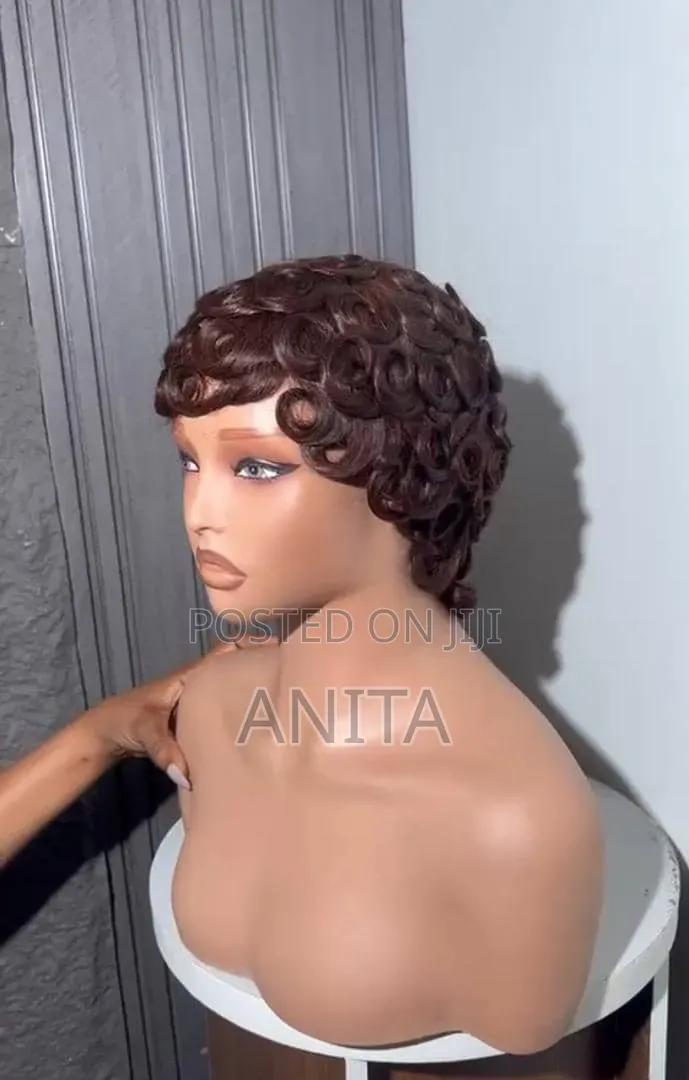 Human Hair Pixie Curl Wig Cap