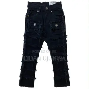 Kids Black Stacked Distressed Jeans - Age 7yrs - FWRD Denim
