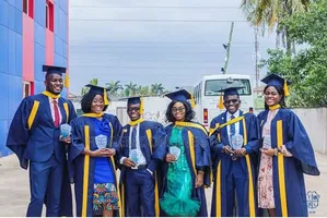 Navy Blue and Gold Combo Graduation Gown for Rent