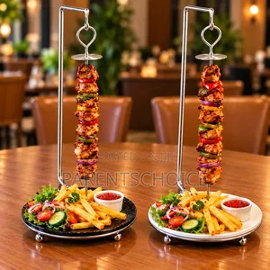 Vertical Stand Kebab Hanger With Drip Tray Skewer Holder - 1pc