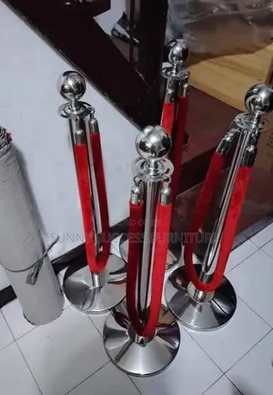 Silver/Chrome Stanchions With Red Velvet Ropes