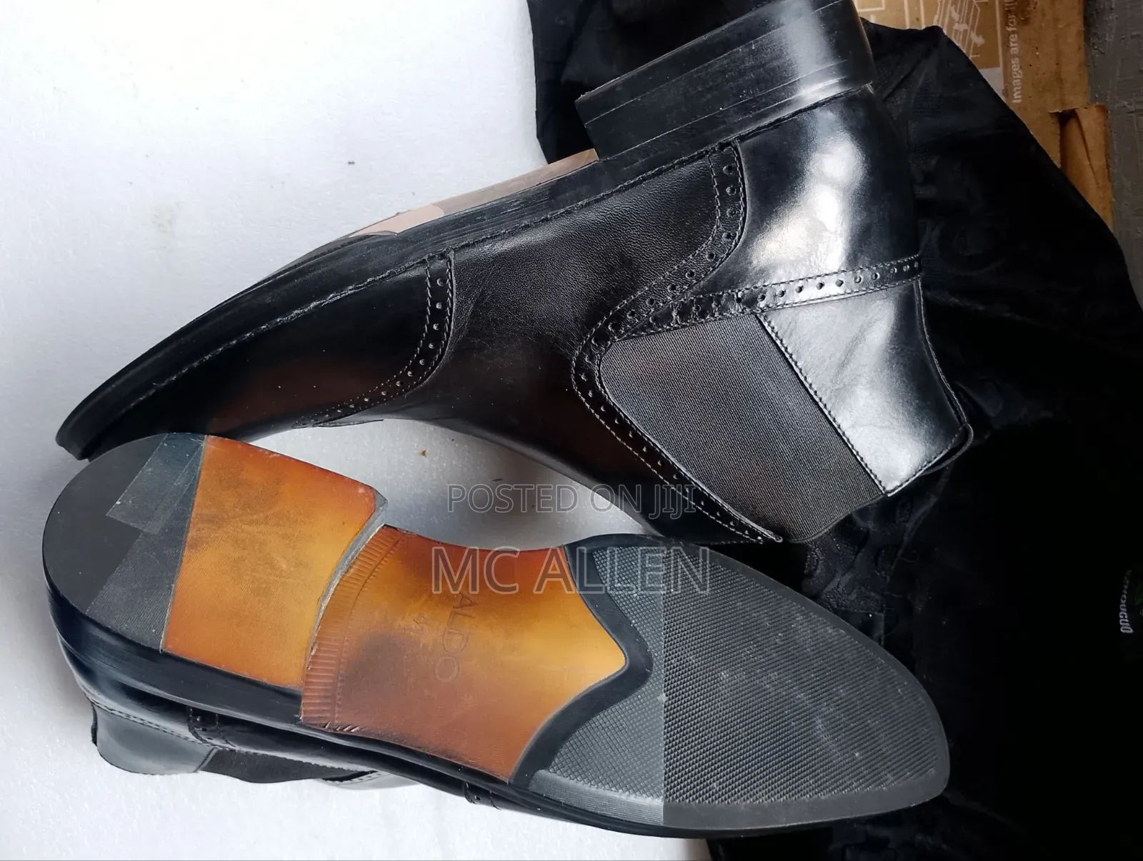 Black Aldo Wingtip Dress Ankle Boot