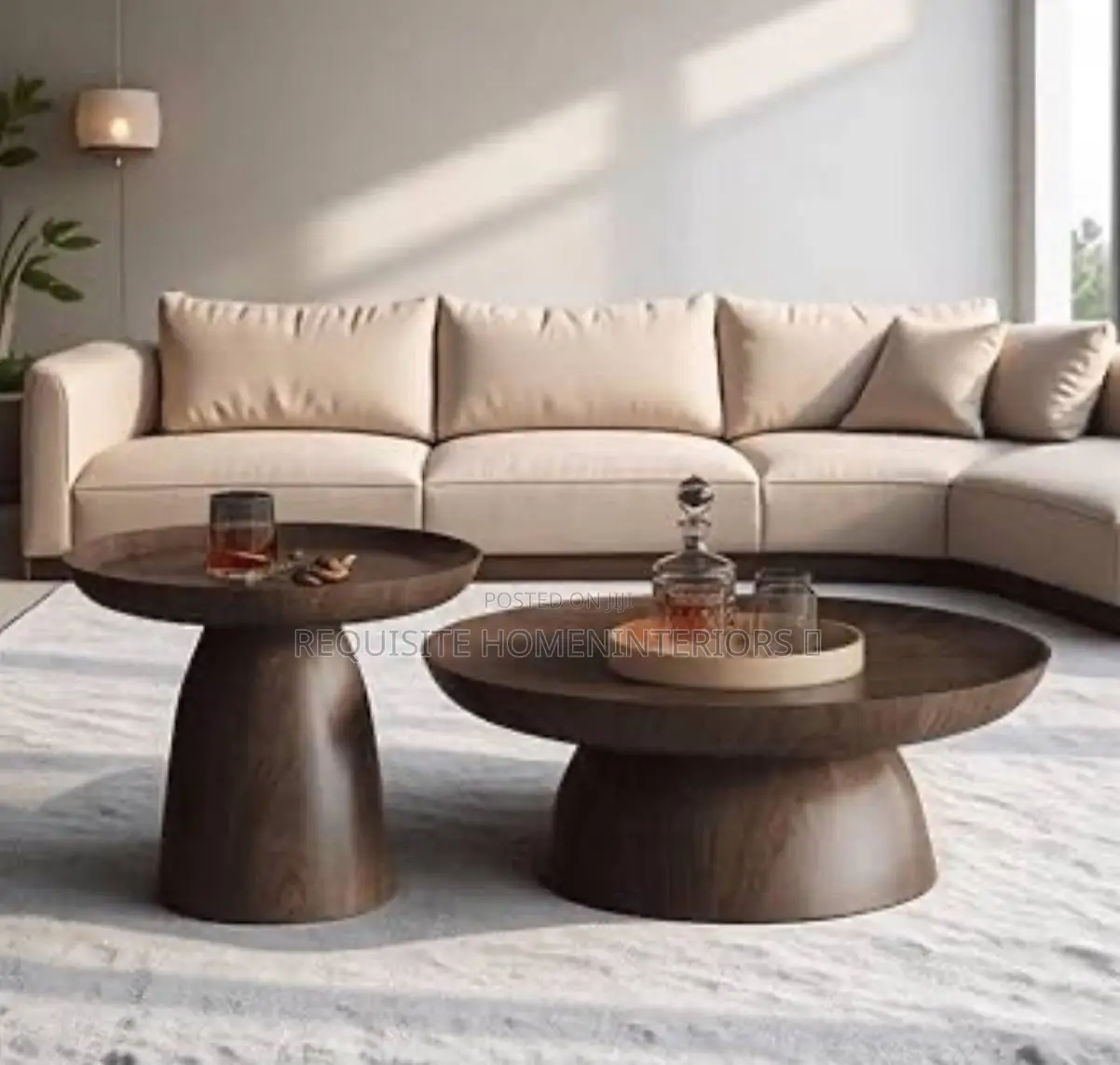 Modern Minimalist Round Wooden Coffee Table