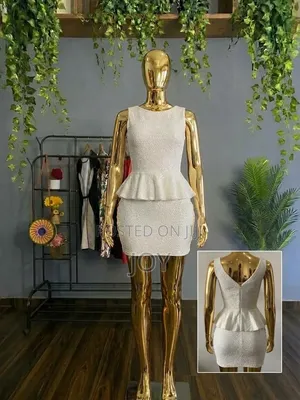 White Sequin Peplum Bodycon Dress
