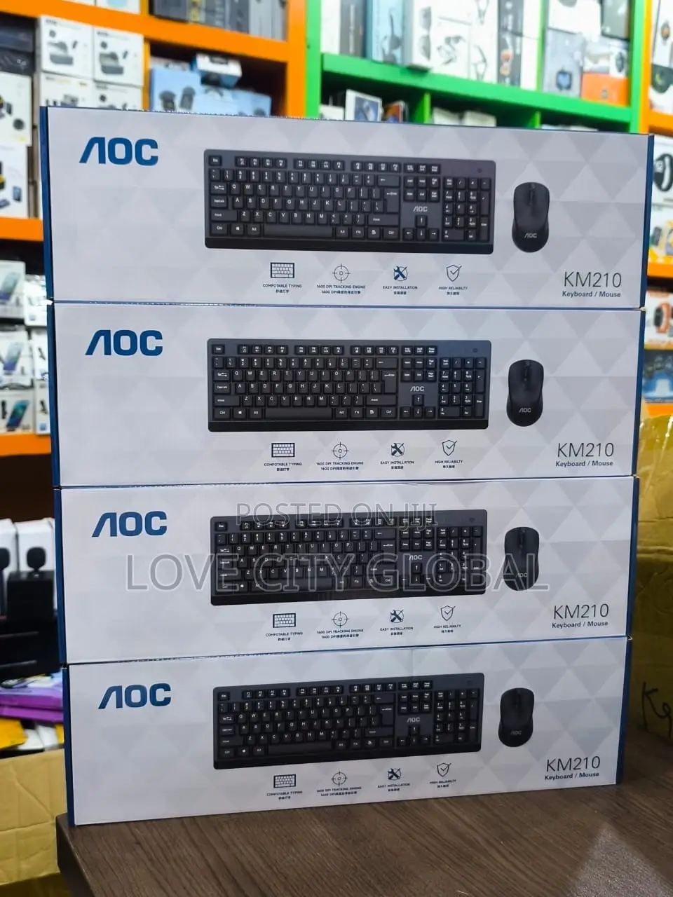AOC KM210 Keyboard Mouse Set Ful Size Wireless Keyboard Numeric Keypad