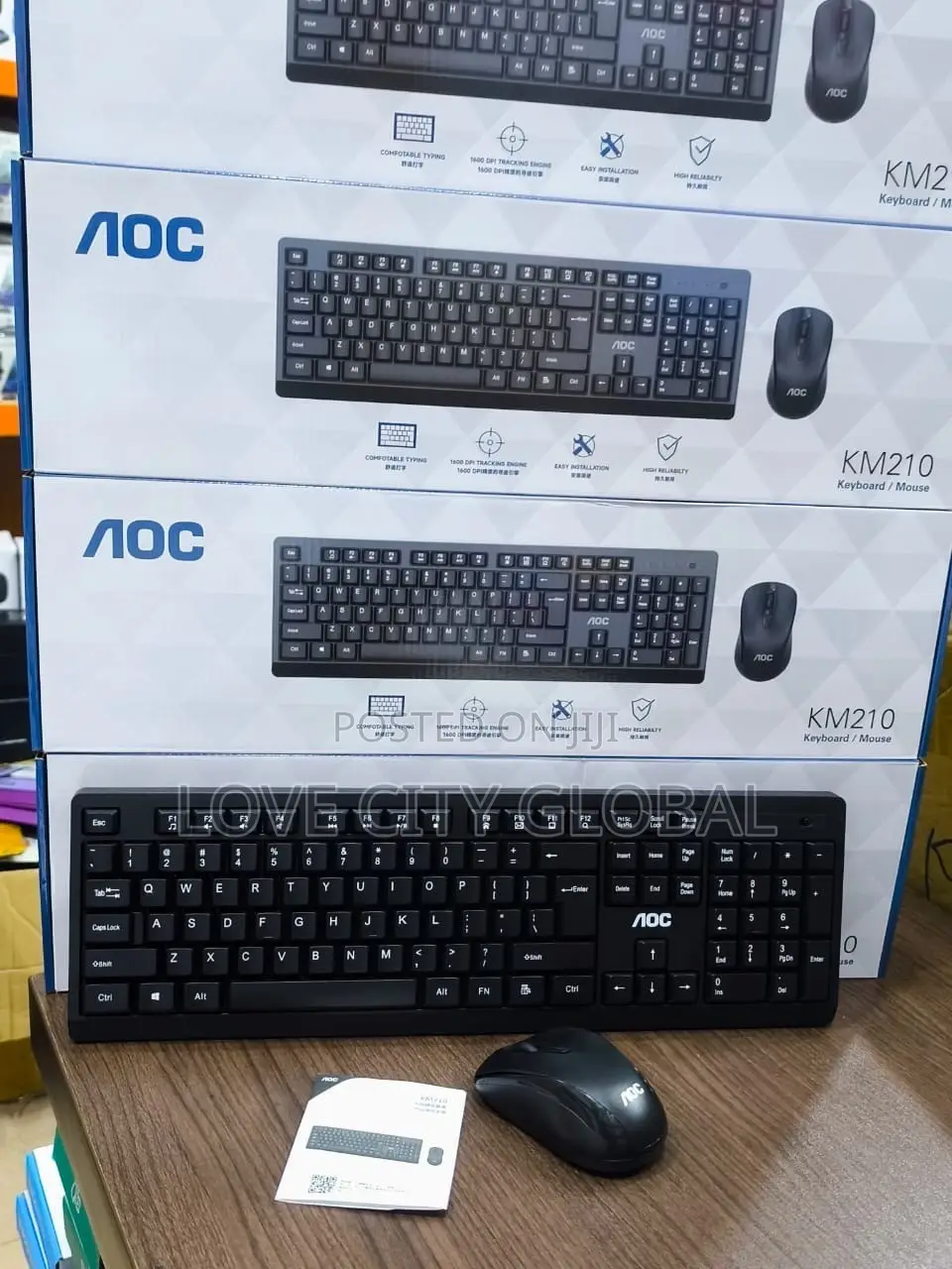 AOC KM210 Keyboard Mouse Set Ful Size Wireless Keyboard Numeric Keypad