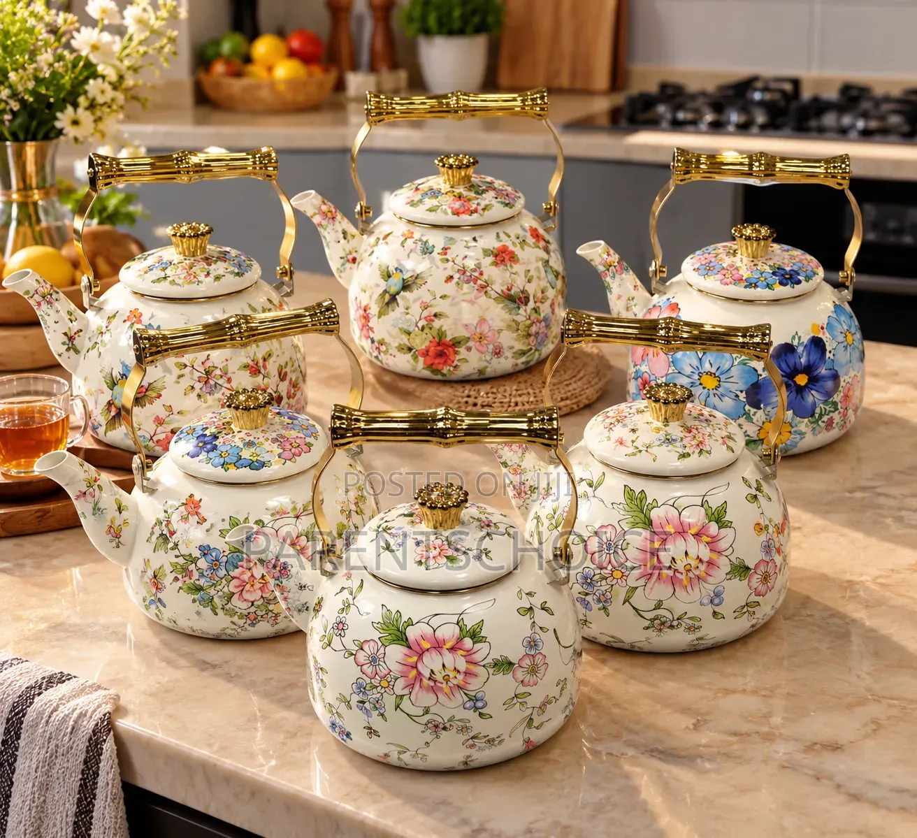 2.5L Enamel Flower Gas Stove Kettle