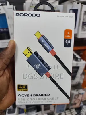 Porodo 4k Woven Braided USB C to HDMI Cable 2m