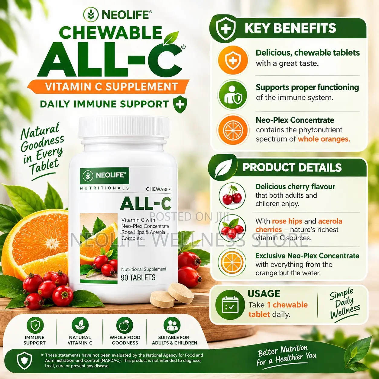 Chewable All-C 90 Tablets - Vitamin C Immune Support