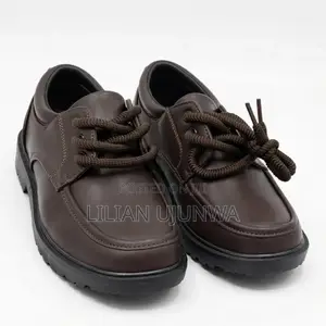 Kids Brown Lace-Up School Shoes - Size 39 (Fits Size 37)