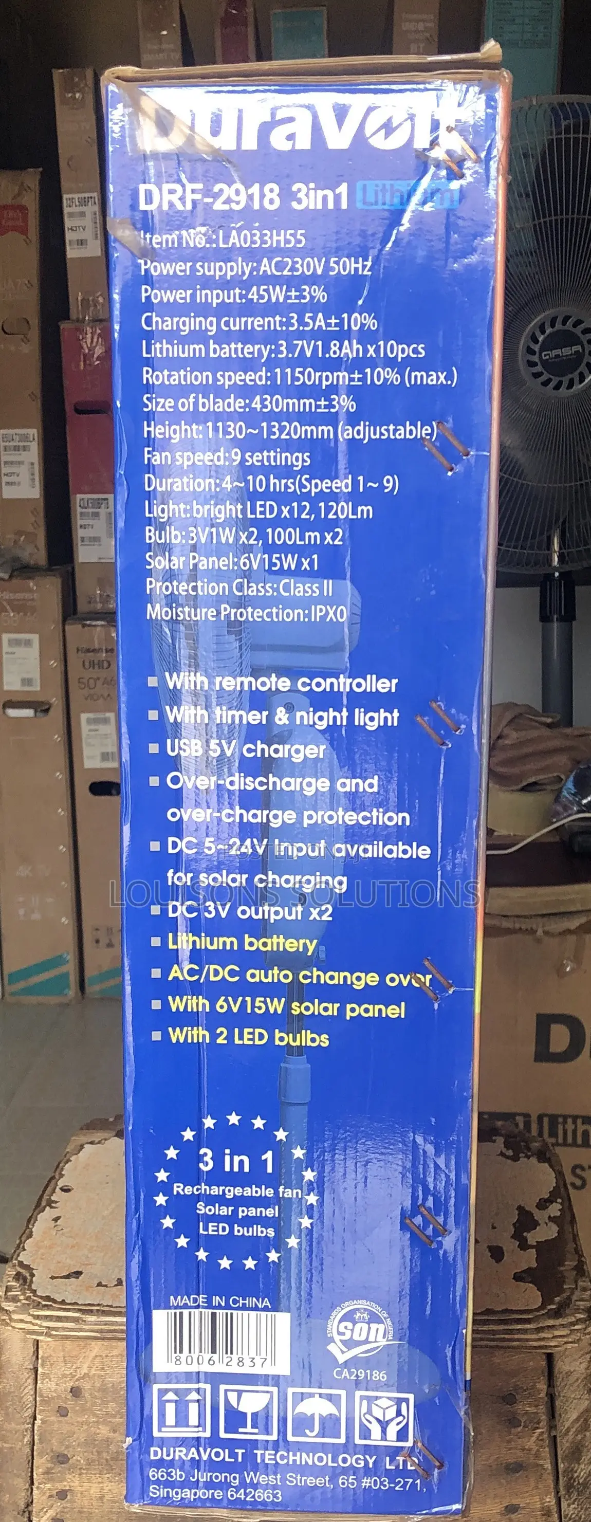Duravolt Rechargeable Standing Fan