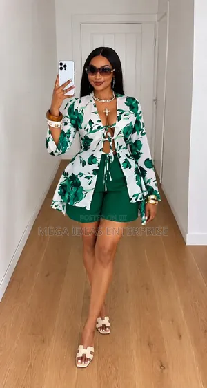 Trendy Ladies' Long Sleeve & Short Nika Set