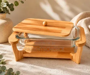 3L / 2.2L Premium Rectangular Wooden & Glass Serving Dish